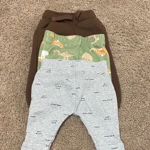 3mo Set of Three Baby Pants - Brown, Green, Gray